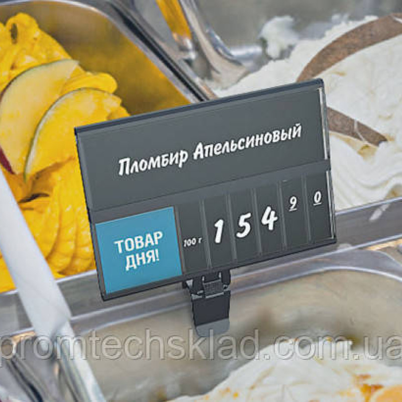 Тримач касет цін ДЕЛІ для кріплення на край посуду на ніжці висотою 40 мм Тримач касет цін ДЕЛІ для кріплення на край посуду на ніжці висотою 40 мм