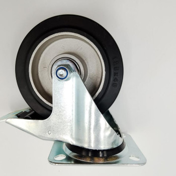 Колесо з гальмом, еластична гума, 125 мм, 200 кг