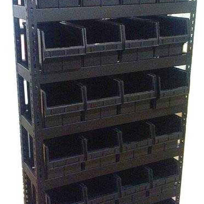 Стелаж 1800 мм для зберігання метизів з чорними ящиками 350х210х200 мм