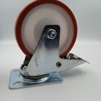 Колесо поворотне з гальмом 125 мм, кульковий, 200 кг