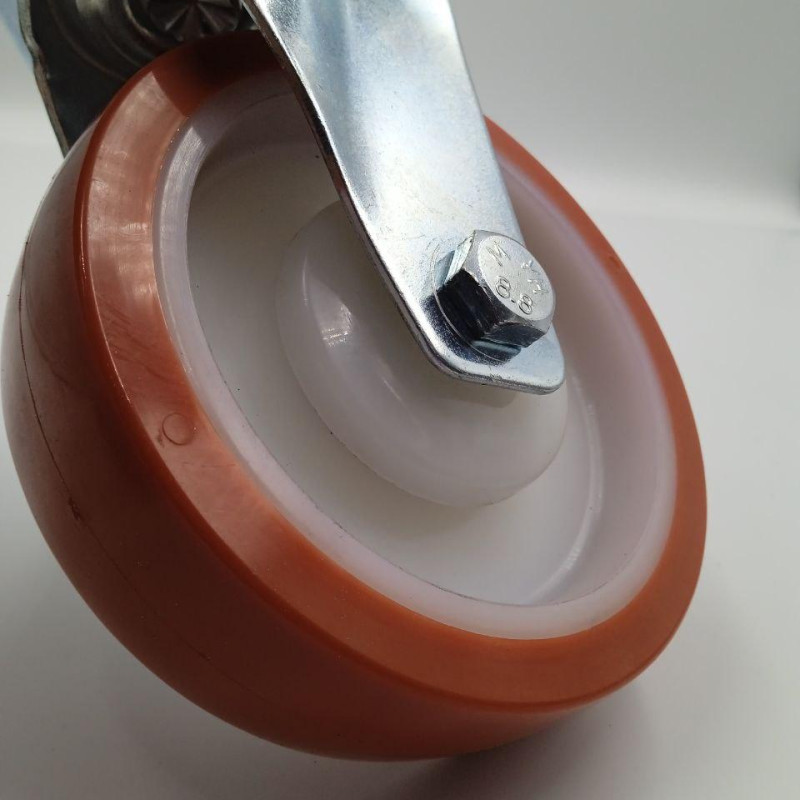 Колесо поворотне з гальмом 125 мм, кульковий, 200 кг