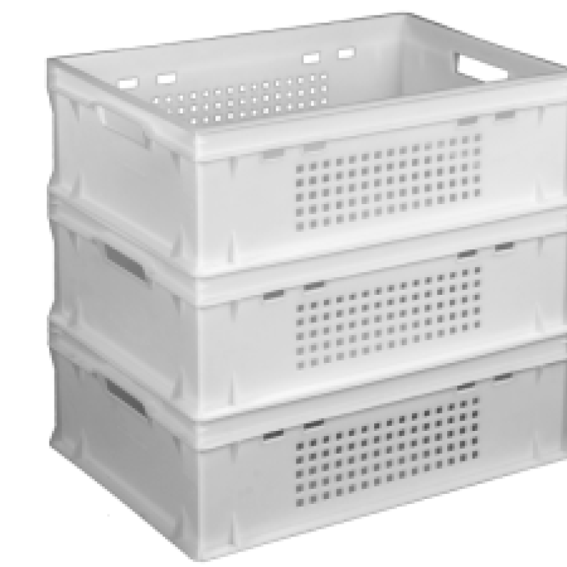 Ящик пластиковий 600*400*200 білий перфорований Е2