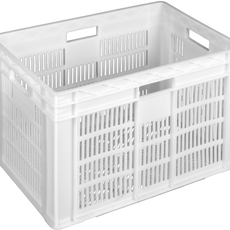 Ящик пластиковий 600*400*420 білий, дно перф.