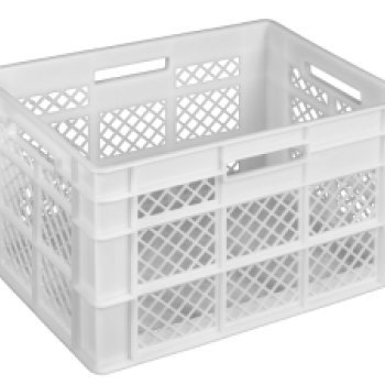 Ящик пластиковий 600*400*350 білий перфорований, дно суцільне