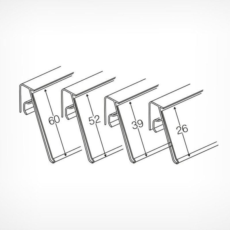 KE39 Цінникотримач для кріплення на кошики з металевих прутів, 1м