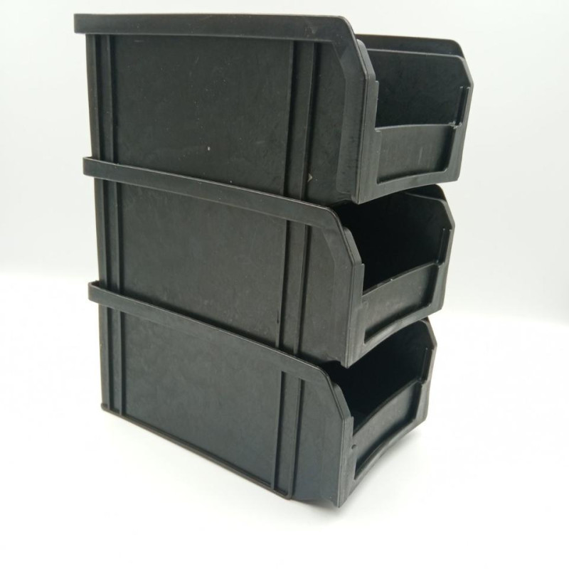 Ящик контейнер 702 ПРЕМІУМ 170х100х70 мм складський для зберігання метизів чорний