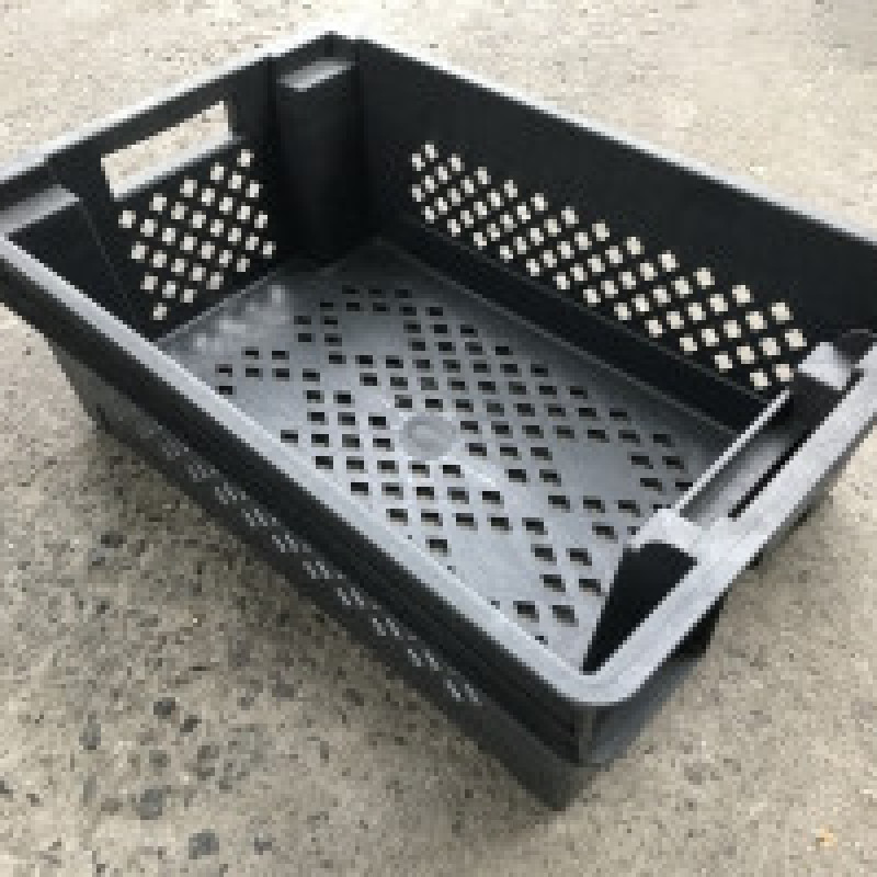 Ящик пластиковий 600х400х200 чорний перфорований втор.