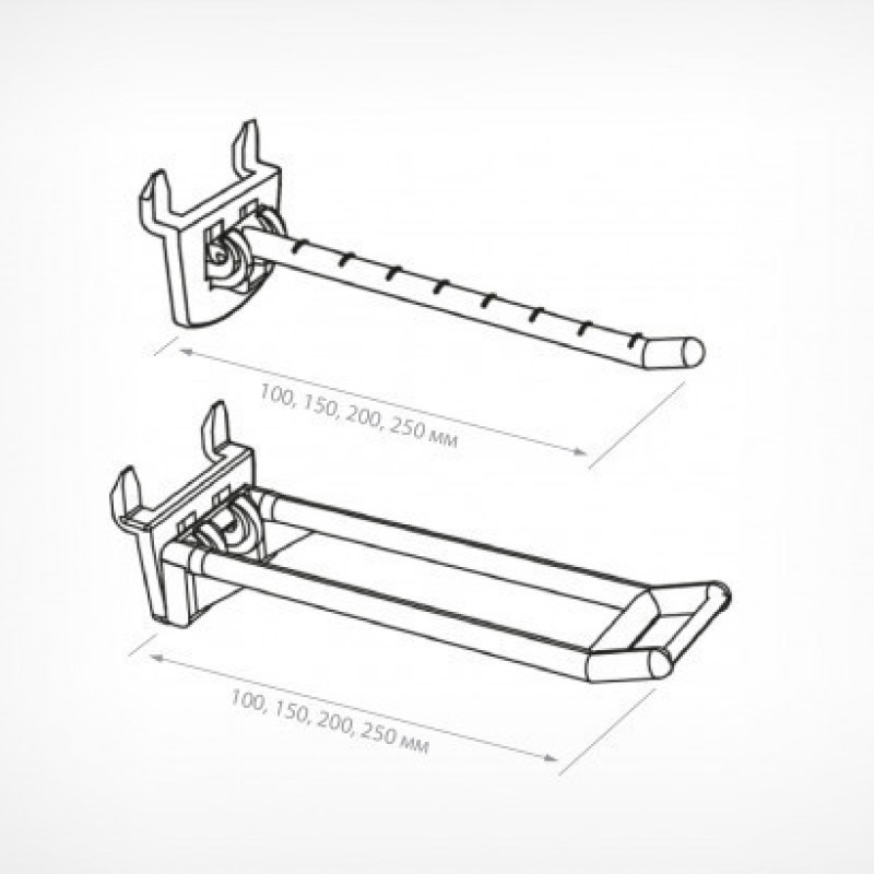 Гачок одинарний пластиковий 200 мм білий