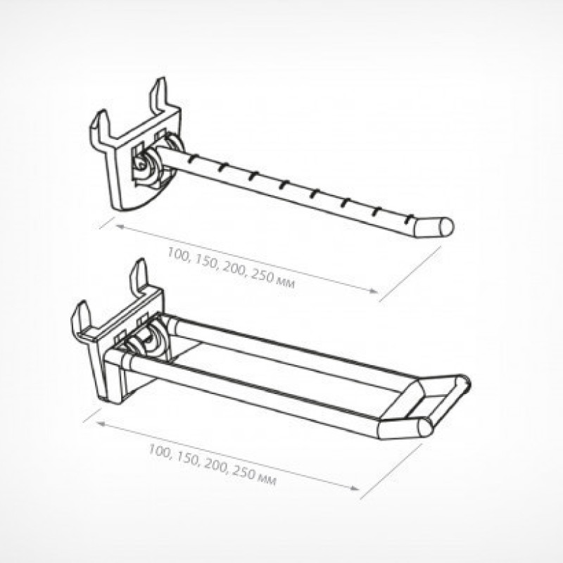 Гачок одинарний пластиковий 250 мм білий