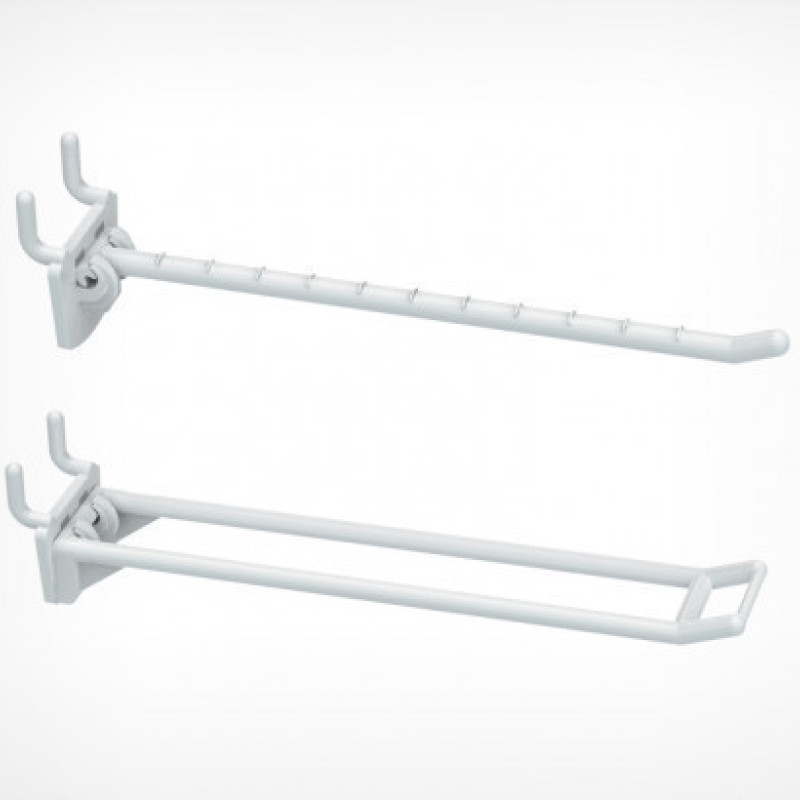 Гачок одинарний пластиковий на перфорацію 200 мм білий