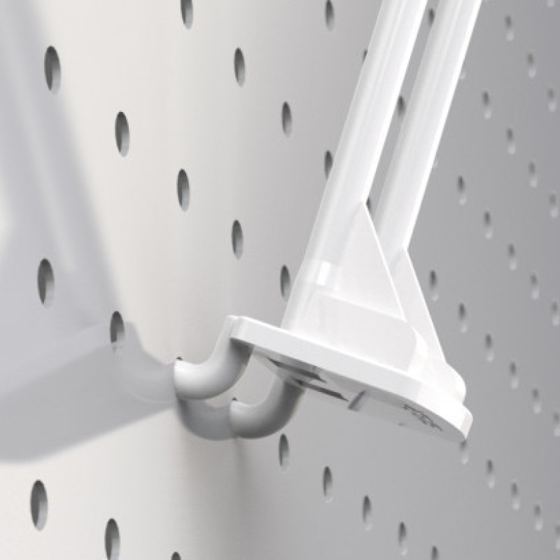 Гачок одинарний пластиковий на перфорацію 250 мм білий