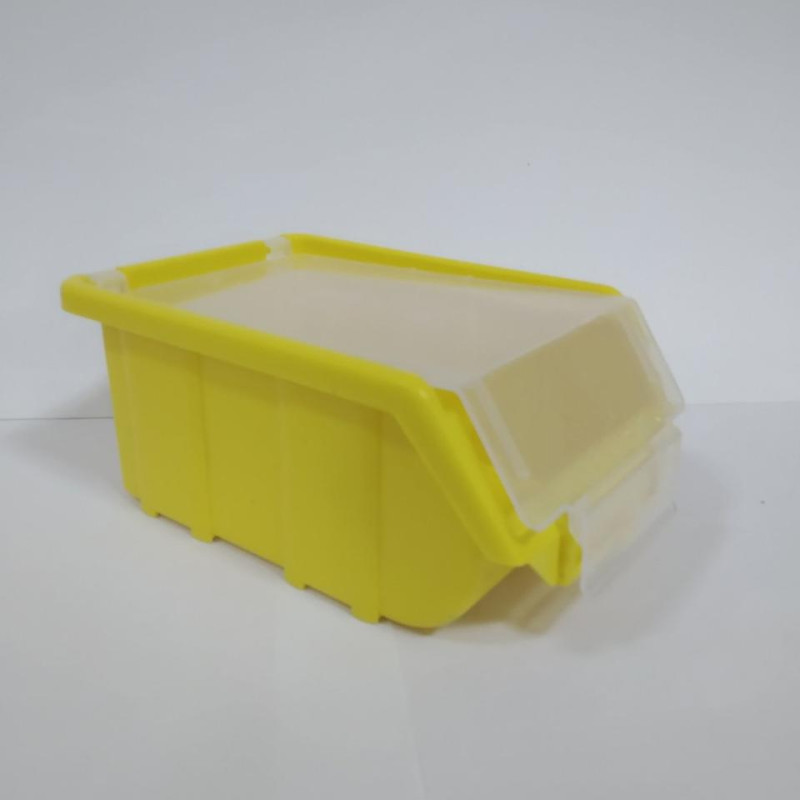 Ящик складаний жовтий із прозорою кришкою 175х110х75 мм