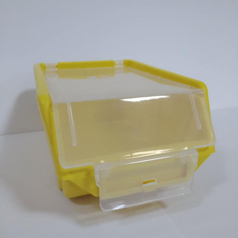 Ящик складаний жовтий із прозорою кришкою 175х110х75 мм