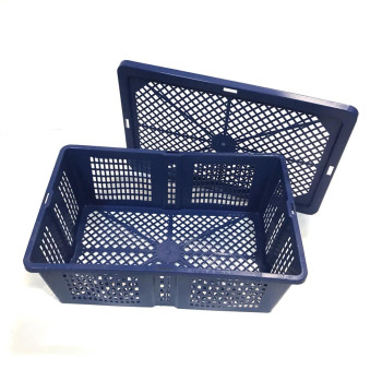 Ящик з кришкою перфорований 350х235х130 синій