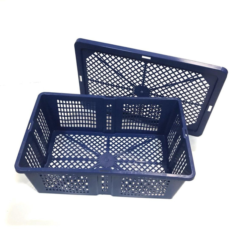 Ящик з кришкою перфорований 350х235х130 синій