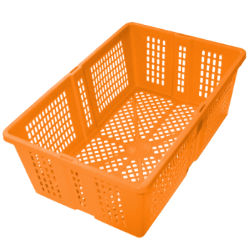 Ящик із кришкою перфорований 350х235х130 жовтогарячий