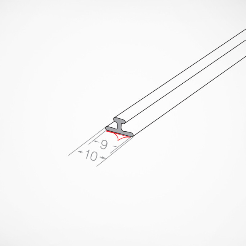T-RAIL Т-профіль для кріплення роздільників на полиці вузький (10мм)