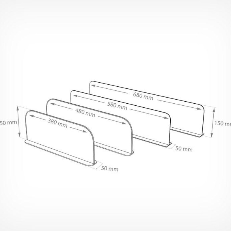 DIVТ-150 Роздільник пластиковий висотою 150 мм, довжина 380 мм 480