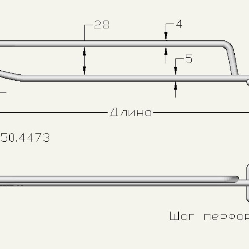 Одинарні гачки з цінникотримачем торговельні на перфорацію, довжина 250 мм