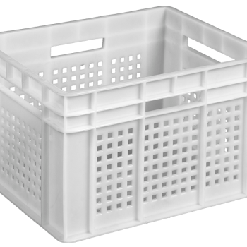 Ящик пластиковий 433*347*283 білий (дно суцільне)