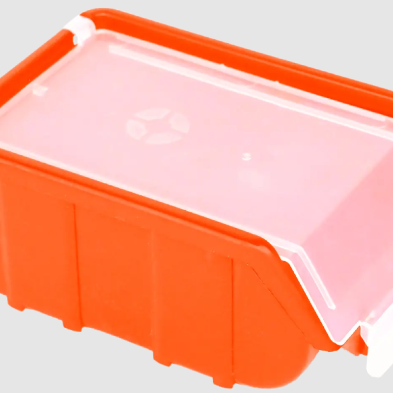 Ящик складський з прозорою кришкою 175х110х75 мм помаранчевий