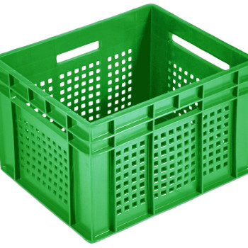 Ящик пластиковий 433*347*283 кольоровий перфорований (дно суцільне)