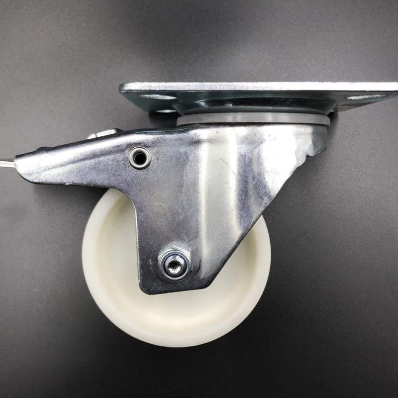 Колеса поворотні з гальмом, підшипник ковзання 80 мм, поліпропілен (110 кг навантаження))