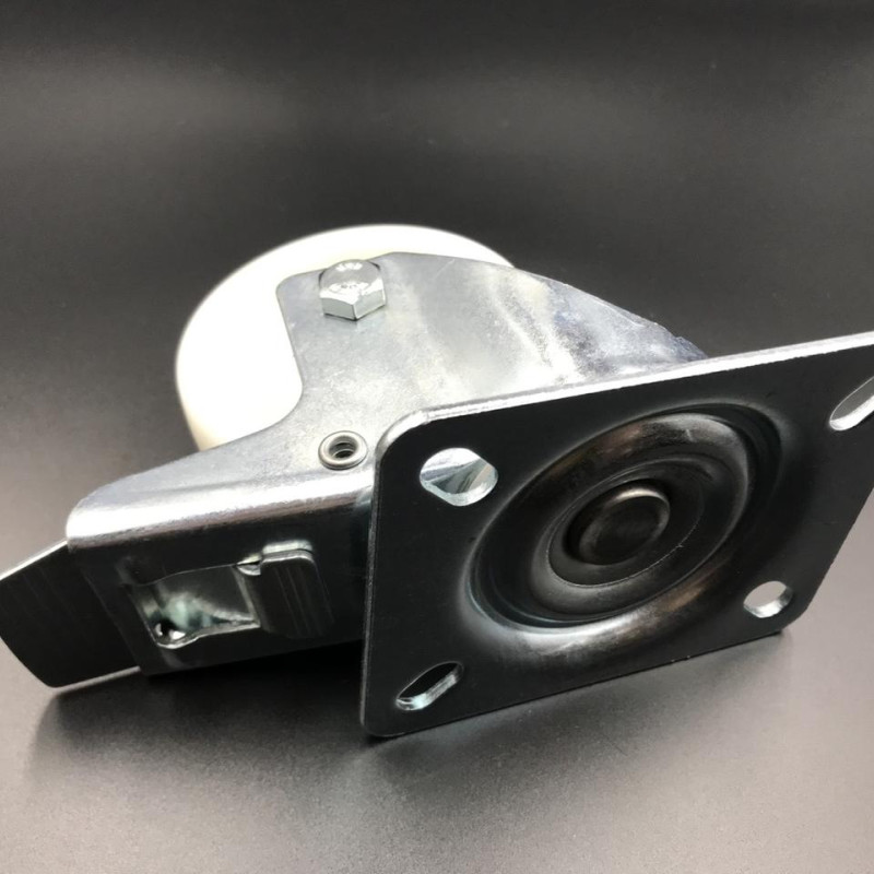 Колеса поворотні з гальмом, підшипник ковзання 80 мм, поліпропілен (110 кг навантаження))