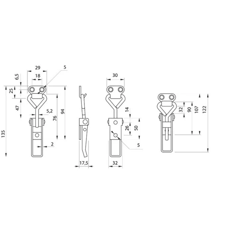 Защіпка із нержавіючої сталі DK056 (90х27 мм)