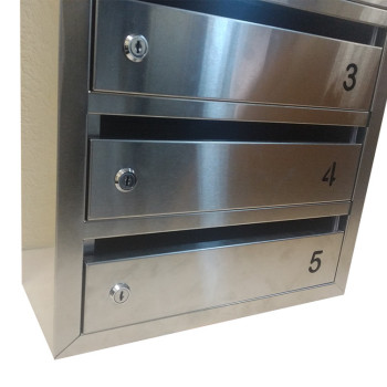 Ящики поштові з нержавіючої сталі від 3 до 12 квартир із задньою стінкою