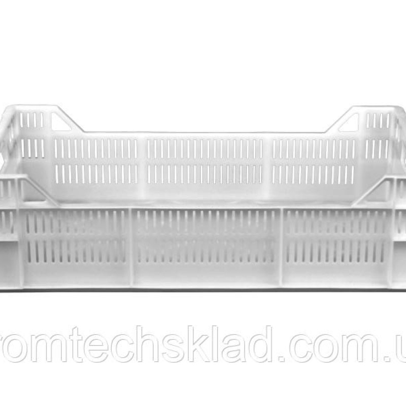 Ящик пластиковий 600х400х160/120 білий цільне дно