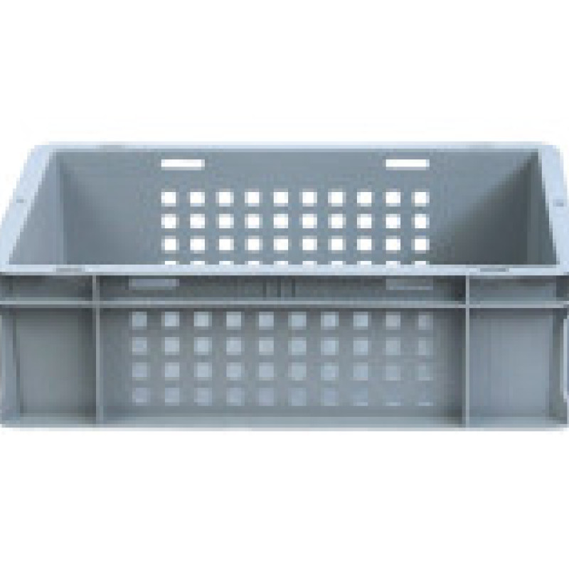 Ящик пластиковий малогабаритний 400*300*120 сірий перфорований