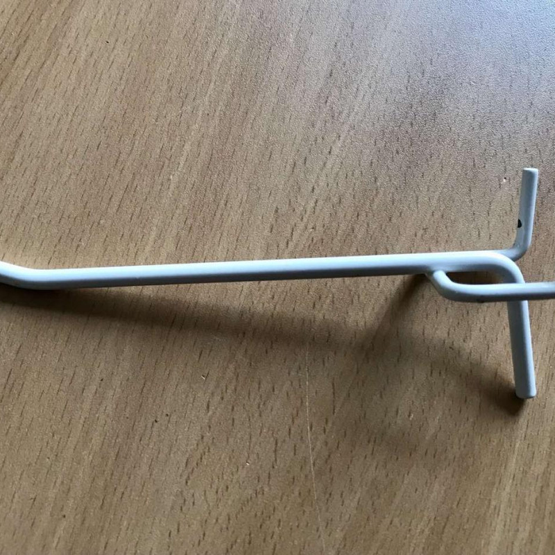 Гачок одинарний на перфорацію (крок 35 мм), довжина 300 мм, білий