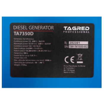 Дизельний генератор TAGRED TA7350D 5 кВт