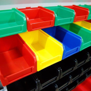 Стелаж для метизів 1800 мм з чорними ящиками преміум