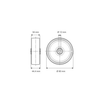 Колесо 80 мм, поліпропіленове, підшипник ковзання