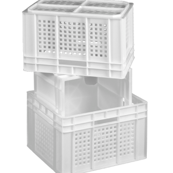 Ящик пластиковий 433*347*283 білий перфорований (дно перфороване)