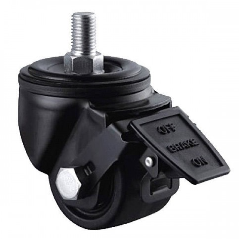 Колесо 50 мм з поліаміду в поворотному кронштейні "hard" зі шпилькою і гальмом