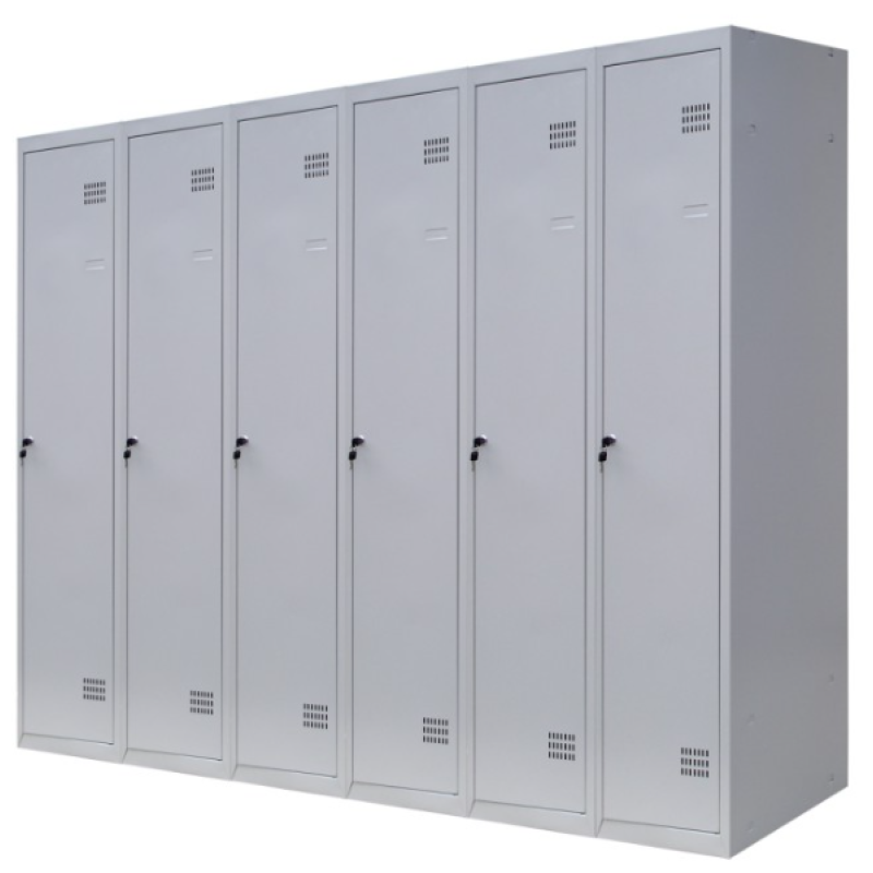 Шафа для одягу 1800х2400х500 мм металева шестикамерна, однорівнева (без пдв)