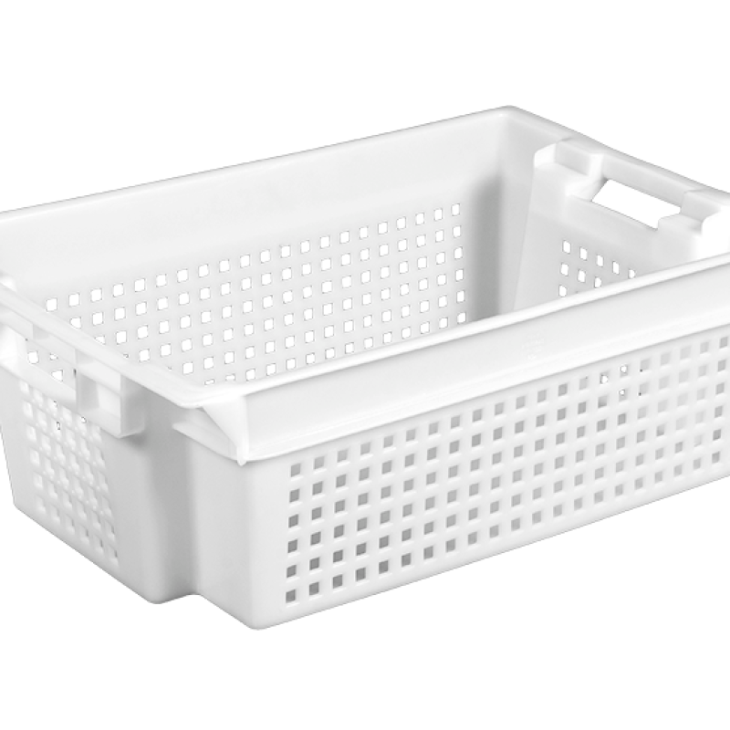 Ящик пластиковий 600х400х200 білий перфорований із суцільним дном