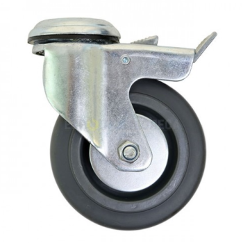 Колесо 75 мм апаратне з поворотним кронштейном і гальмом з отвором (пластиковий захист)