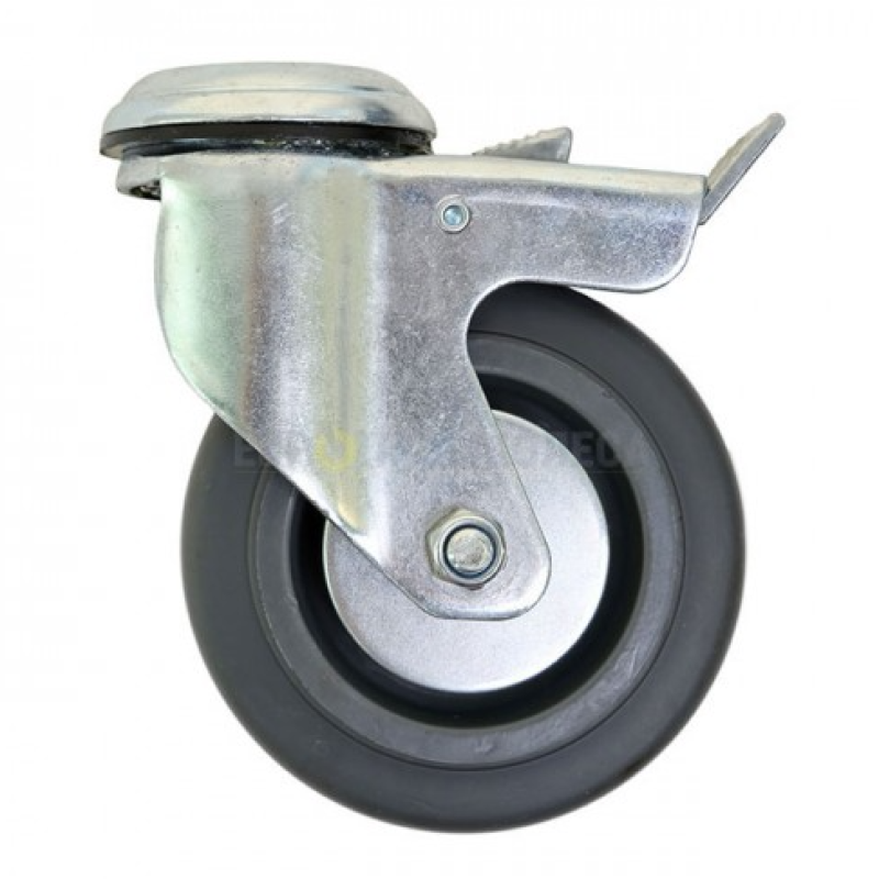 Колесо 75 мм апаратне з поворотним кронштейном і гальмом з отвором (пластиковий захист)