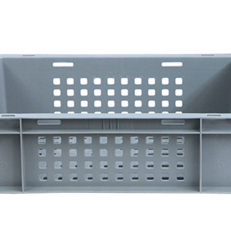 Ящик пластиковий малогабаритний 400*300*120 сірий перфорований