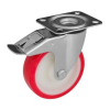 Колесо 125 мм із поліуретану в поворотному кронштейні з гальмом, 200 кг
