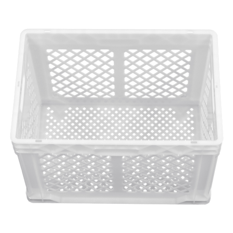 Ящик пластиковий 600*400*420 мм білий, дно перфороване