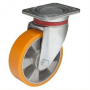 Колесо 160 мм, навантаження 600 кг, алюміній/поліуретан з поворотним посиленим кронштейном