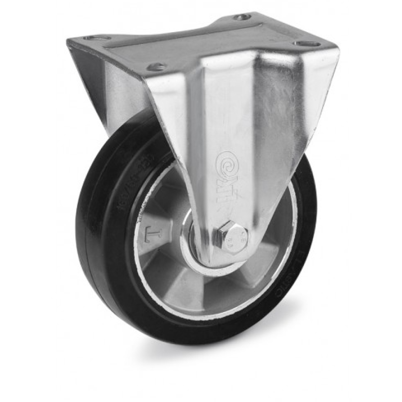 Колесо 250 мм з еластичної гуми з посиленим неповоротним кронштейном