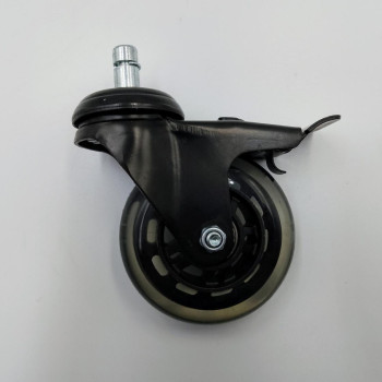 Колесо 75 мм поворотне з гальмом і шпилькою М11 (силыкон, 55 кг)