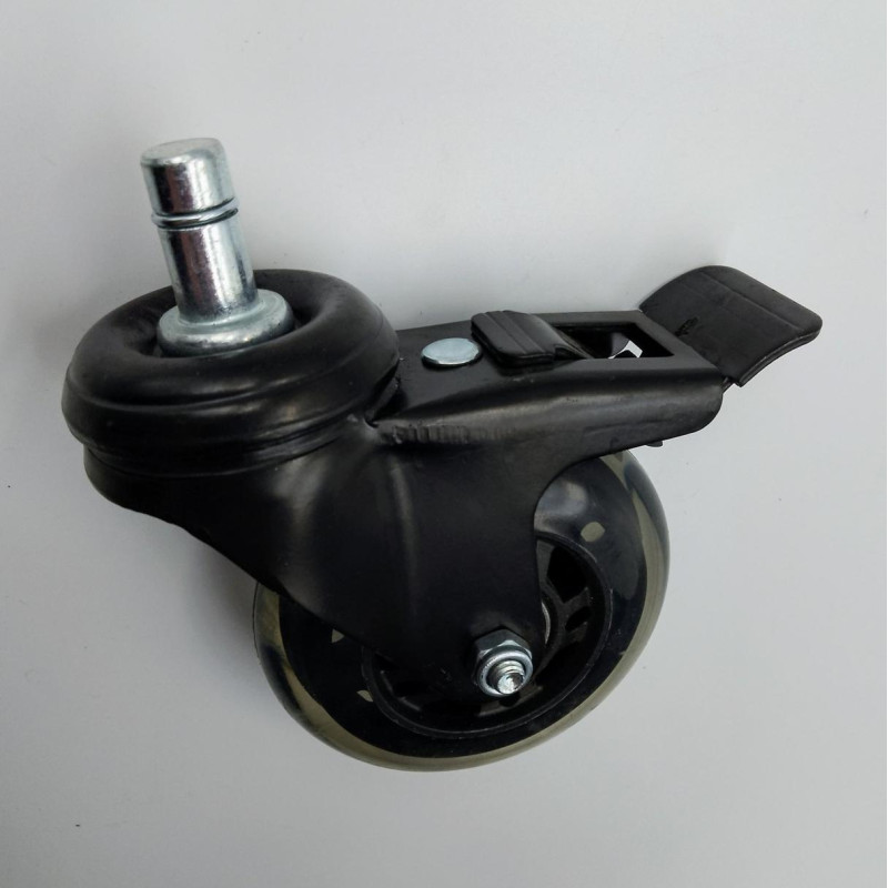 Колесо 75 мм поворотне з гальмом і шпилькою М11 (силыкон, 55 кг)