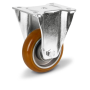 Колесо 100 мм, навантаження 300 кг, поліуретан із неповоротним посиленим кронштейном